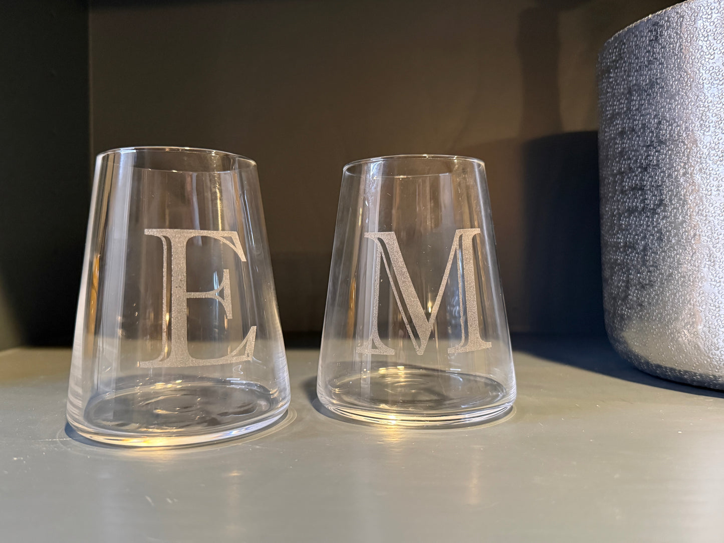 Custom Engraved Stemless Wine Glass Set