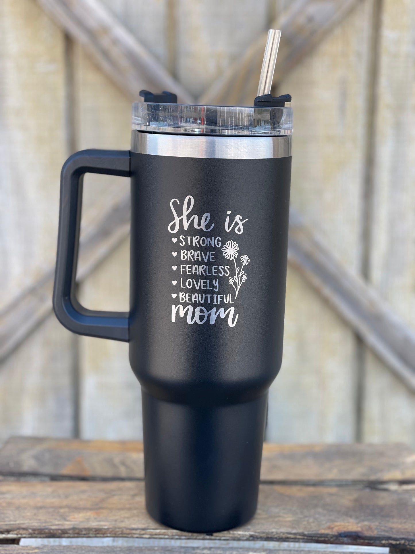 Handle Cup 40 oz with lid (Custom One Side Engrave)