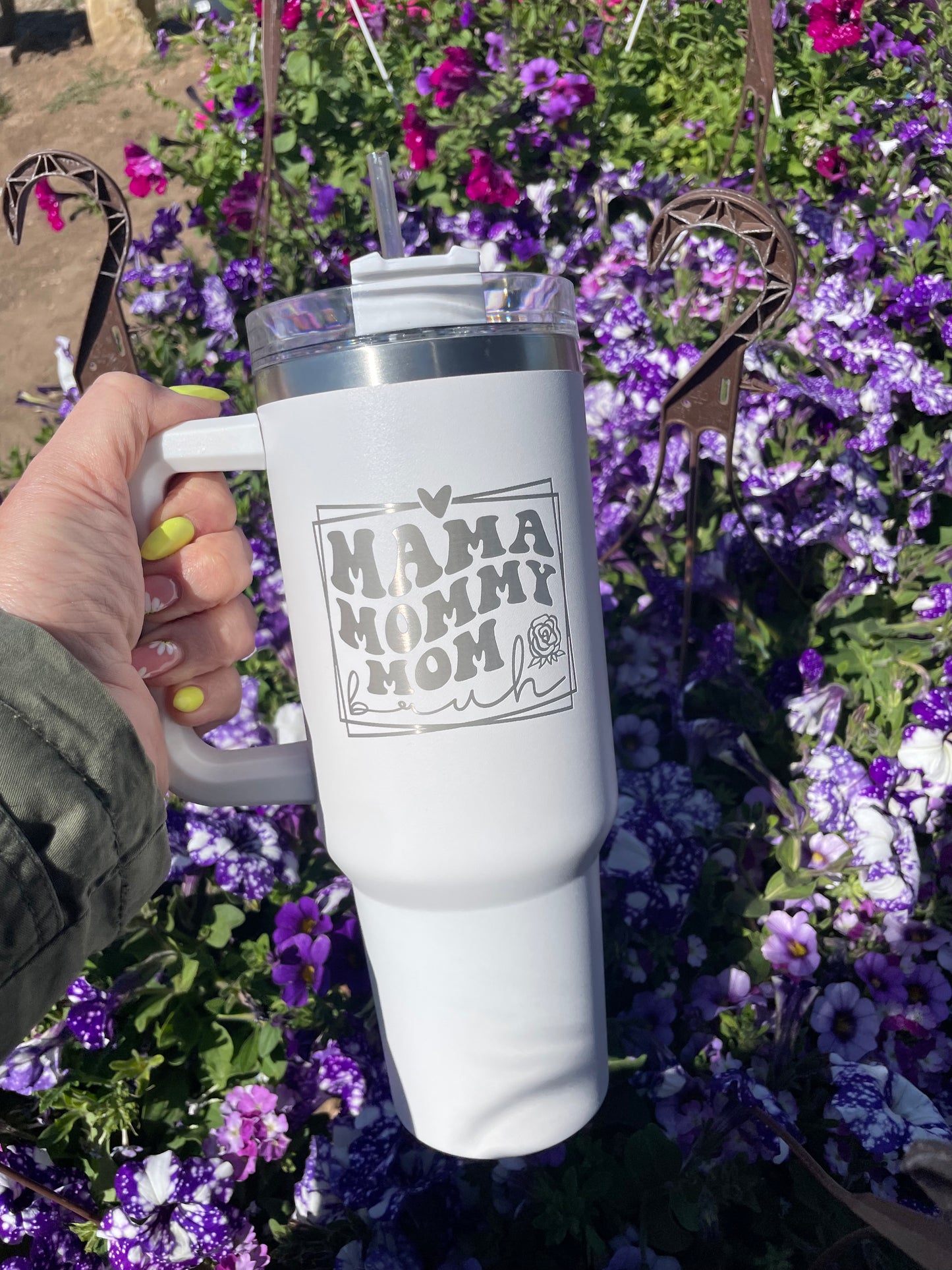 Handle Cup 40 oz with lid (Custom One Side Engrave)