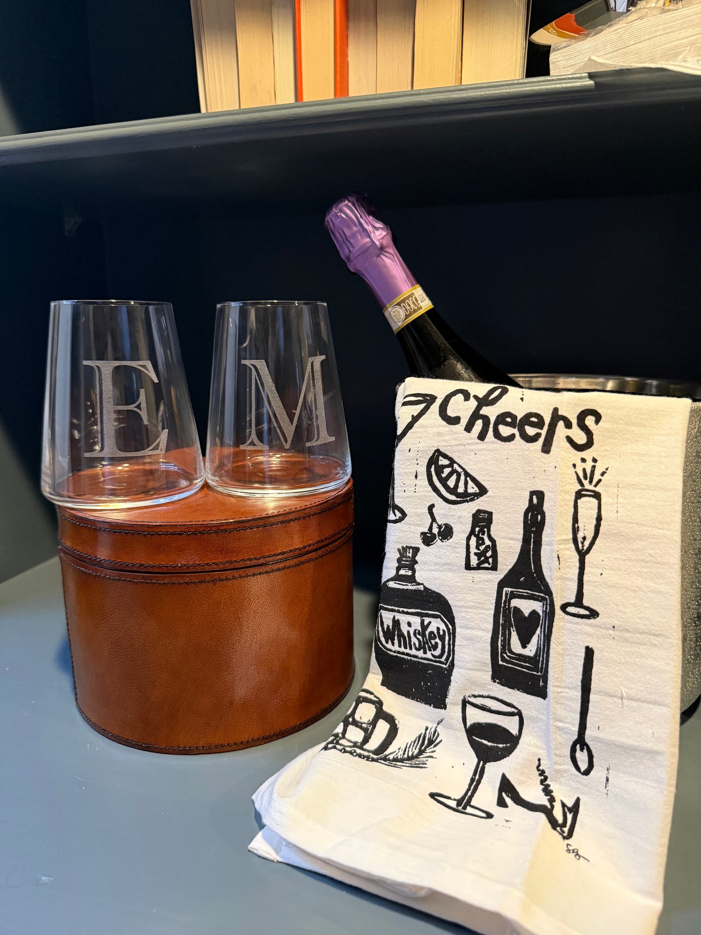 Custom Engraved Stemless Wine Glass Set