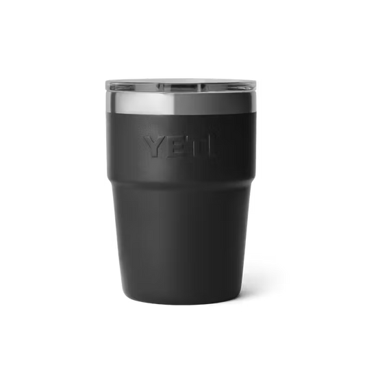 Black YETI 16oz Stackable Cup with custom laser engraving